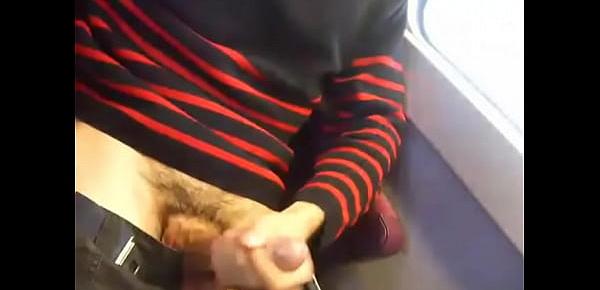  amateur cumming a lot on the train